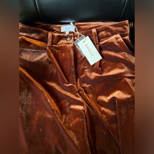 Brown High Waisted Velvet Wide Leg Pants